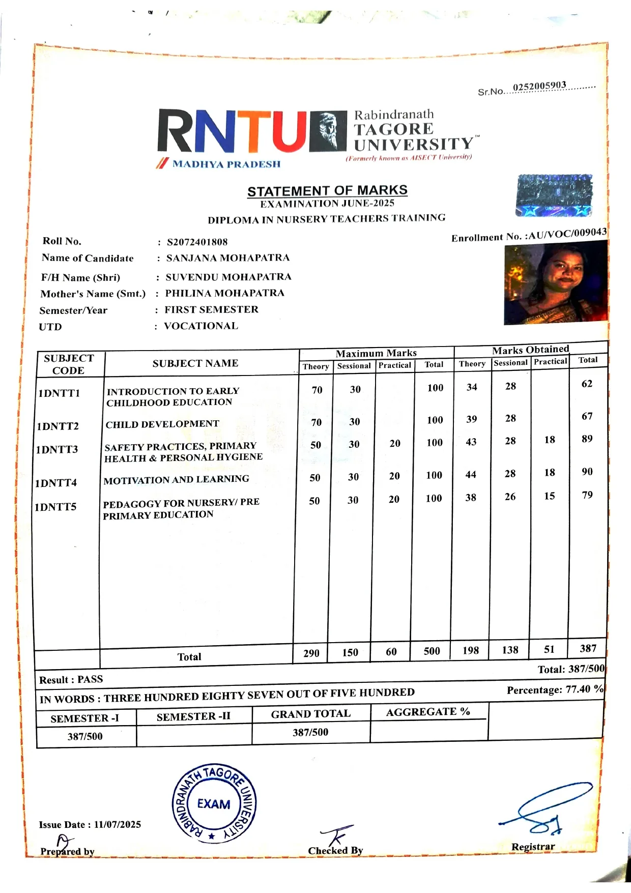 NTT Certificate of Proficiency
